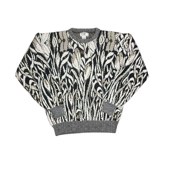 Vintage TJW Mervyns Men’s Medium Abstract Sweater Gray Crewneck Acrylic 90s - Picture 5 of 5